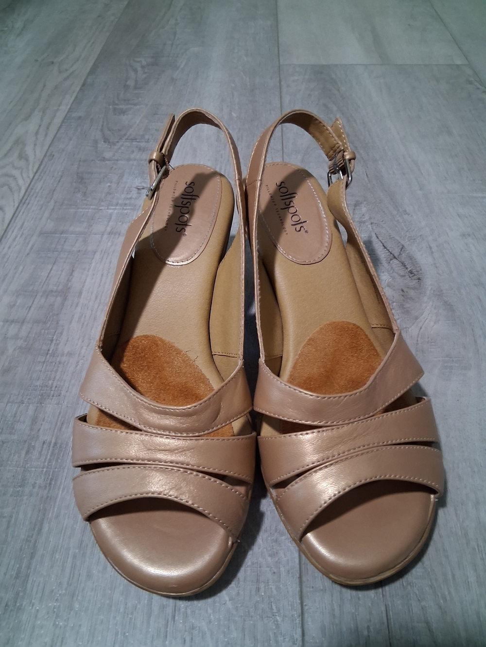 Softspots Women's Taupe Slingback Heels
